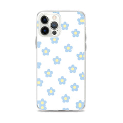 Blue Retro Floral Clear Case