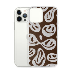 Brown Crazy Smiley Clear Case