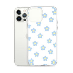 Blue Retro Floral Clear Case