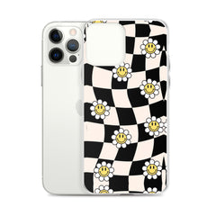 Checkered Smiling Daisies Clear Case