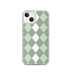 Green Argyle Clear Case