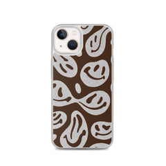 Brown Crazy Smiley Clear Case