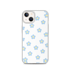 Blue Retro Floral Clear Case