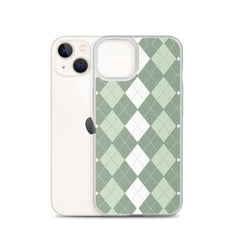 Green Argyle Clear Case