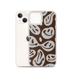 Brown Crazy Smiley Clear Case