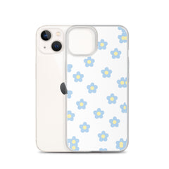 Blue Retro Floral Clear Case