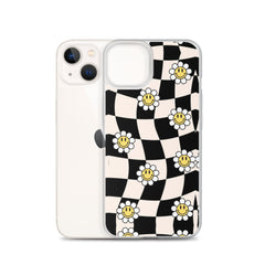 Checkered Smiling Daisies Clear Case