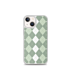 Green Argyle Clear Case