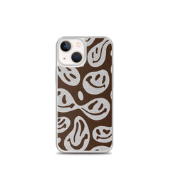 Brown Crazy Smiley Clear Case