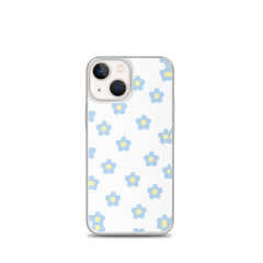 Blue Retro Floral Clear Case