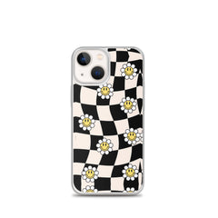 Checkered Smiling Daisies Clear Case