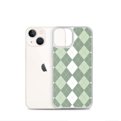 Green Argyle Clear Case