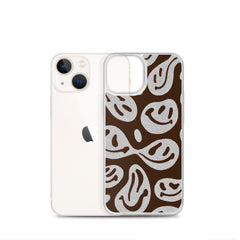 Brown Crazy Smiley Clear Case