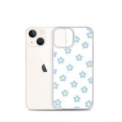 Blue Retro Floral Clear Case