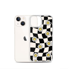 Checkered Smiling Daisies Clear Case