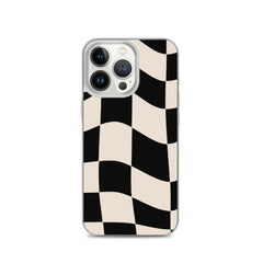 Beige Checkered Clear Case