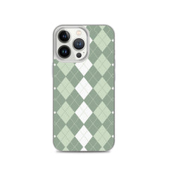 Green Argyle Clear Case