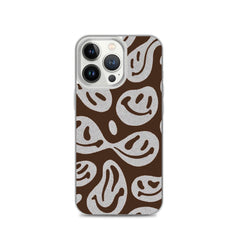 Brown Crazy Smiley Clear Case