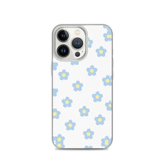 Blue Retro Floral Clear Case