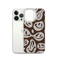 Brown Crazy Smiley Clear Case