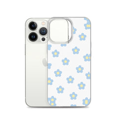 Blue Retro Floral Clear Case