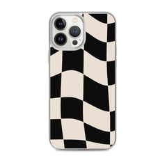 Beige Checkered Clear Case