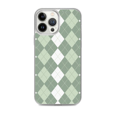 Green Argyle Clear Case