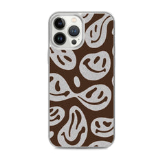 Brown Crazy Smiley Clear Case