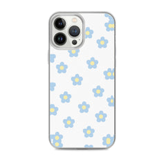 Blue Retro Floral Clear Case