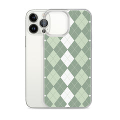 Green Argyle Clear Case