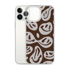 Brown Crazy Smiley Clear Case