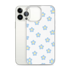 Blue Retro Floral Clear Case