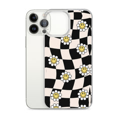 Checkered Smiling Daisies Clear Case