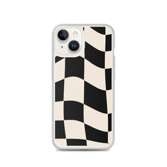 Beige Checkered Clear Case