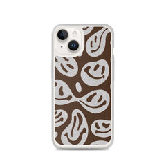 Brown Crazy Smiley Clear Case