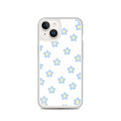 Blue Retro Floral Clear Case