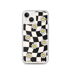 Checkered Smiling Daisies Clear Case