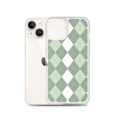 Green Argyle Clear Case