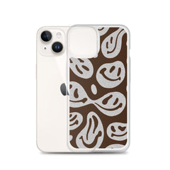 Brown Crazy Smiley Clear Case