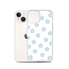 Blue Retro Floral Clear Case