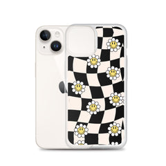 Checkered Smiling Daisies Clear Case