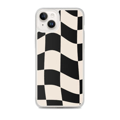 Beige Checkered Clear Case