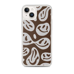 Brown Crazy Smiley Clear Case