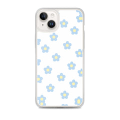 Blue Retro Floral Clear Case