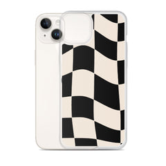 Beige Checkered Clear Case