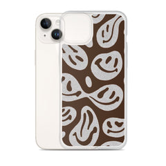 Brown Crazy Smiley Clear Case