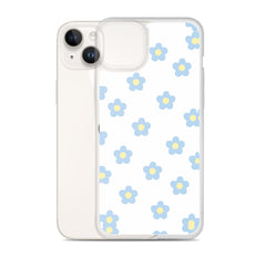 Blue Retro Floral Clear Case