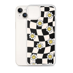 Checkered Smiling Daisies Clear Case