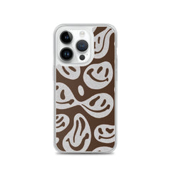 Brown Crazy Smiley Clear Case