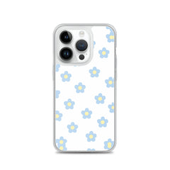 Blue Retro Floral Clear Case